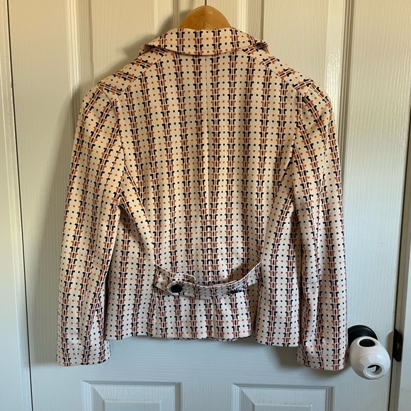 Tory Burch Blazer, XS, Cream Color w/ Orange and Navy Pattern - Picture 6 of 6